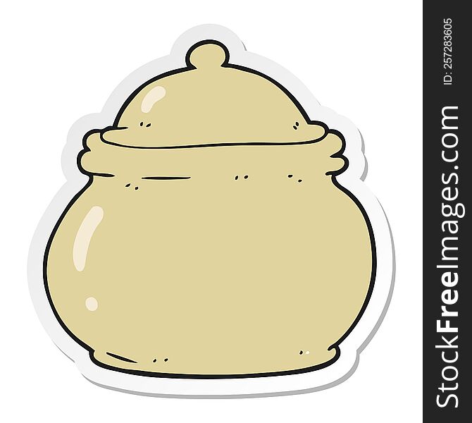 sticker of a cartoon old style ceramic pot