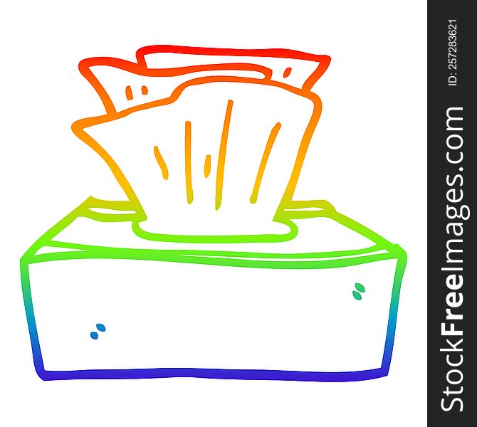 Rainbow Gradient Line Drawing Cartoon Box Of Tissues