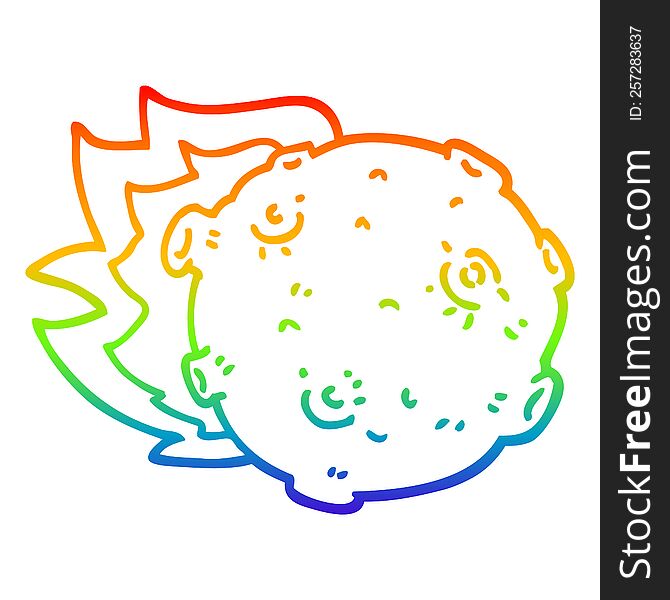rainbow gradient line drawing of a cartoon asteroid