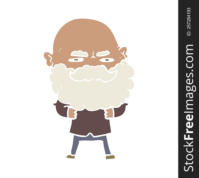flat color style cartoon man with beard frowning