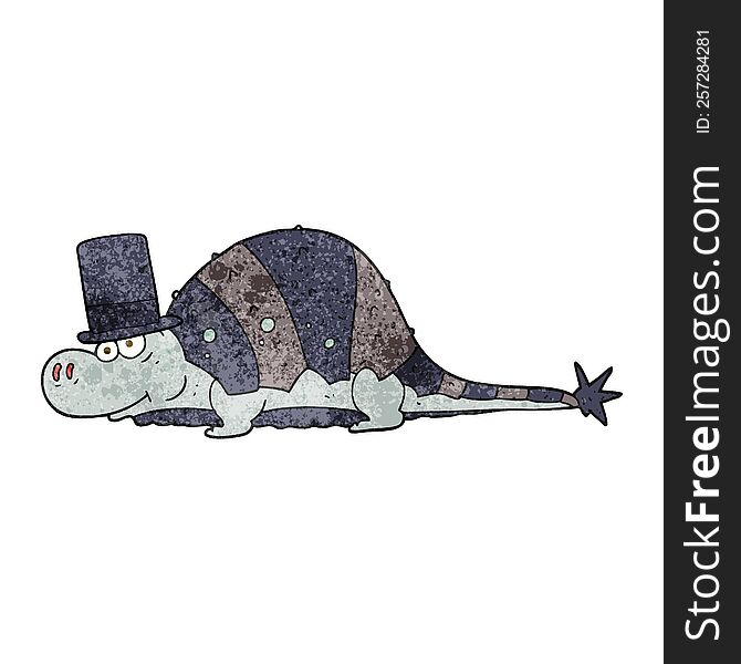 Textured Cartoon Dinosaur In Top Hat