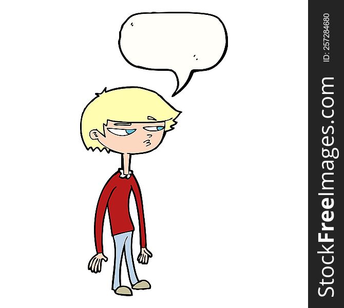 Cartoon Suspicious Boy With Speech Bubble