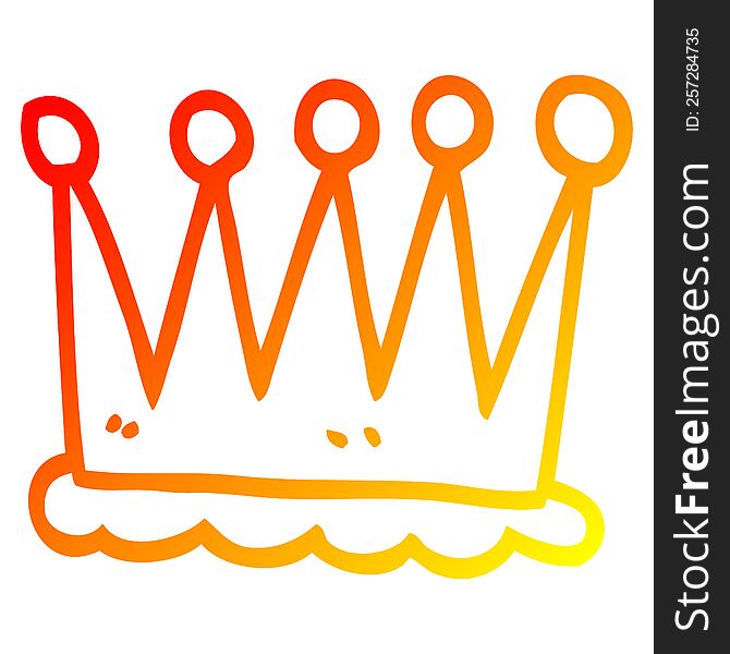 Warm Gradient Line Drawing Cartoon Crown Symbol