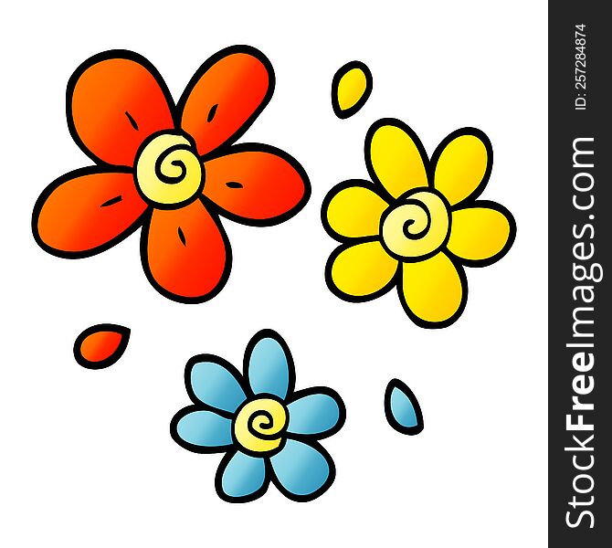 cartoon doodle decorative flowers