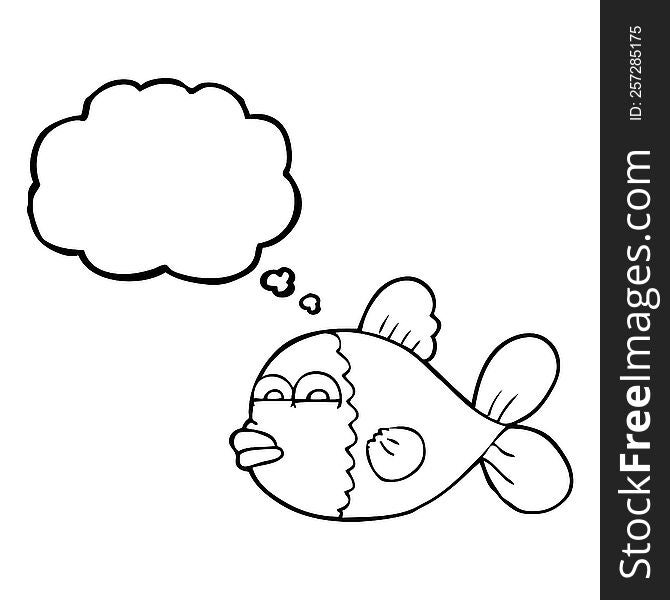 freehand drawn thought bubble cartoon fish
