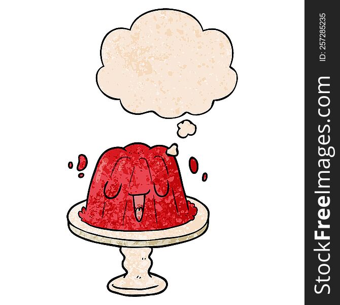 cartoon jelly with thought bubble in grunge texture style. cartoon jelly with thought bubble in grunge texture style