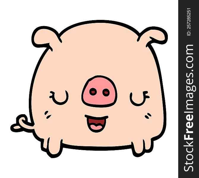 hand drawn doodle style cartoon pig