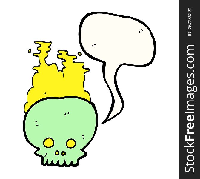 Speech Bubble Cartoon Steaming Skull