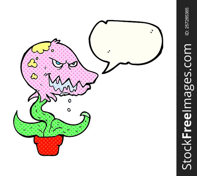 Comic Book Speech Bubble Cartoon Monster Plant