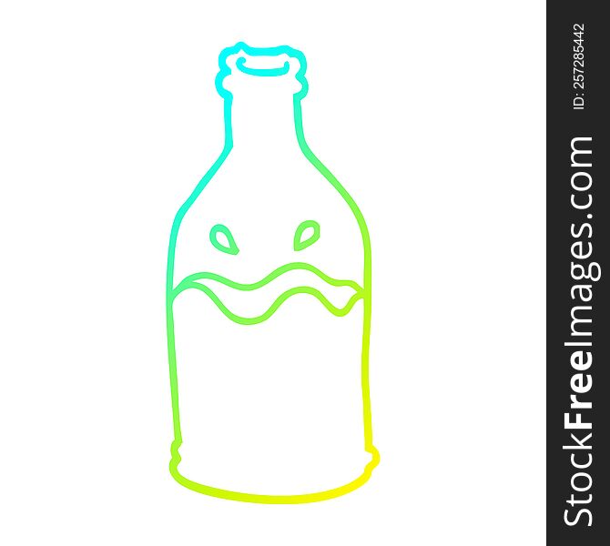 cold gradient line drawing of a cartoon milk bottle