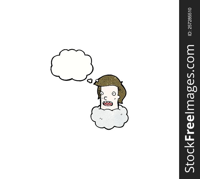 cartoon man\'s head in cloud