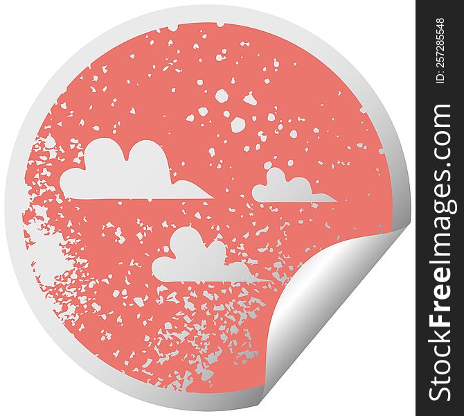 Distressed Circular Peeling Sticker Symbol Cloud