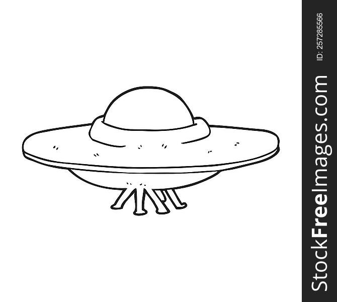 Black And White Cartoon Flying Saucer