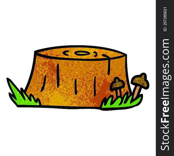 Textured Cartoon Doodle Of A Tree Log