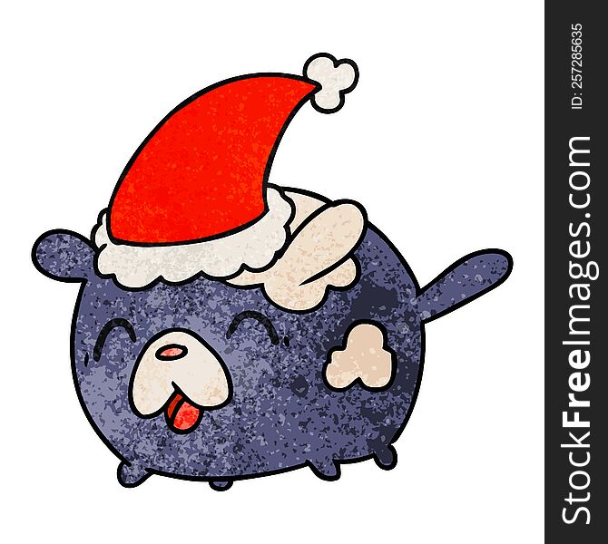Christmas Textured Cartoon Of Kawaii Dog