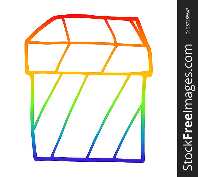 rainbow gradient line drawing of a cartoon gift box