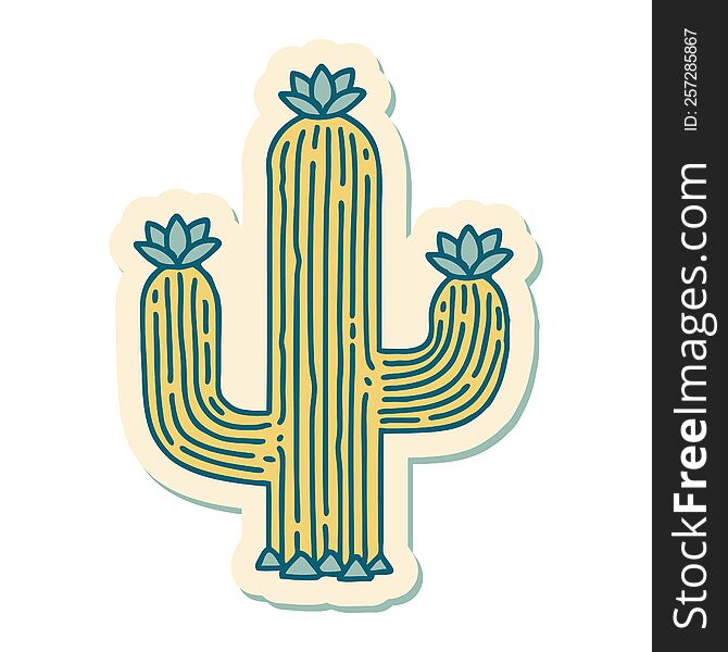 sticker of tattoo in traditional style of a cactus. sticker of tattoo in traditional style of a cactus