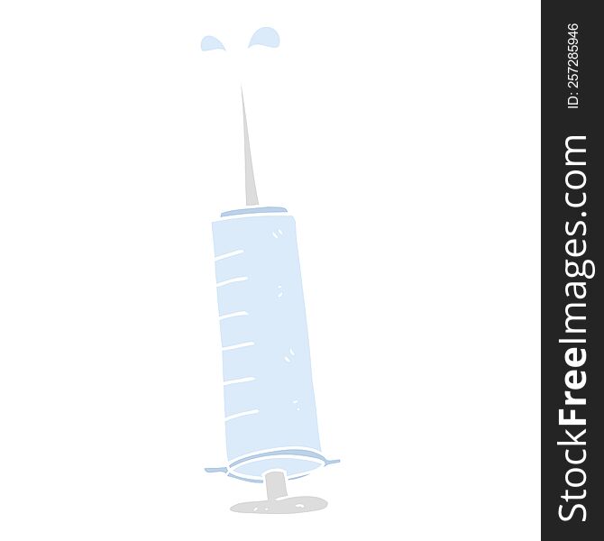 Flat Color Illustration Of A Cartoon Medical Needle