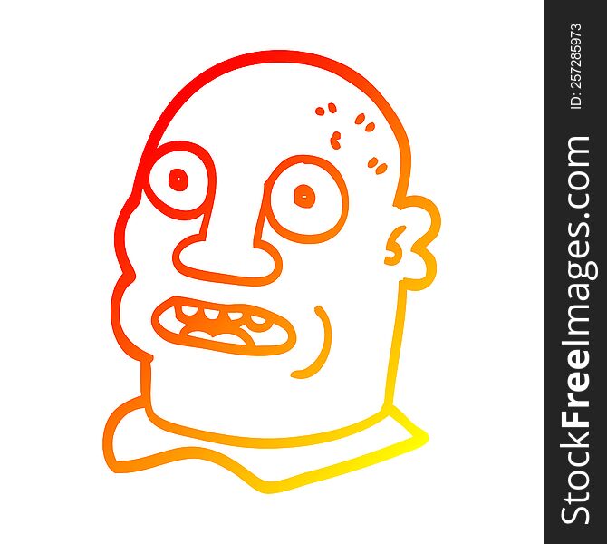 Warm Gradient Line Drawing Cartoon Head Man