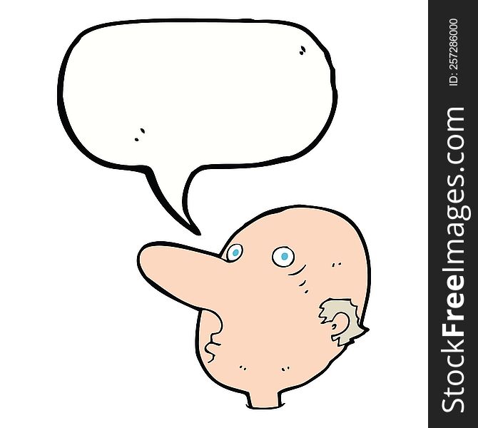 cartoon balding man with speech bubble