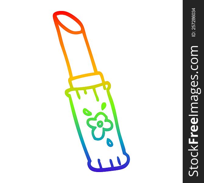 Rainbow Gradient Line Drawing Cartoon Lipstick