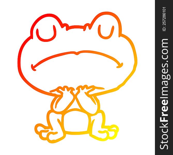 warm gradient line drawing of a frog waiting patiently