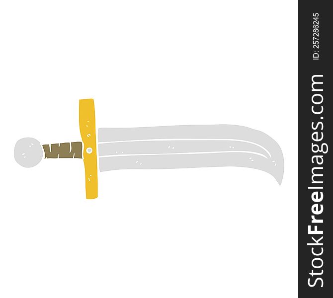 Flat Color Illustration Of A Cartoon Sword