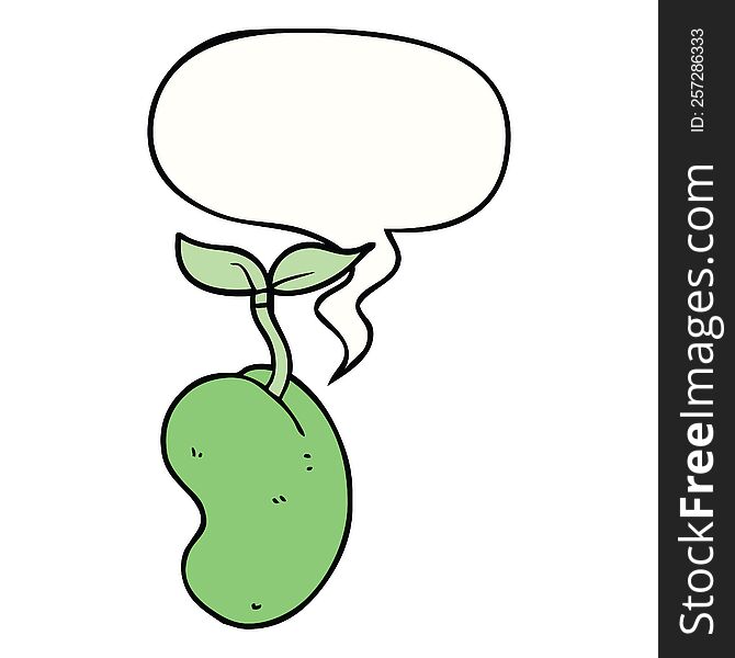 cartoon sprouting seed with speech bubble. cartoon sprouting seed with speech bubble