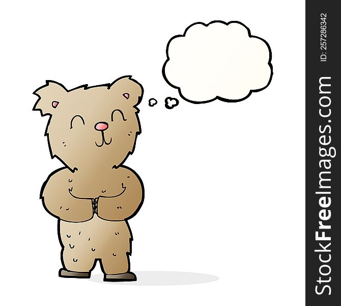 cartoon happy little bear with thought bubble