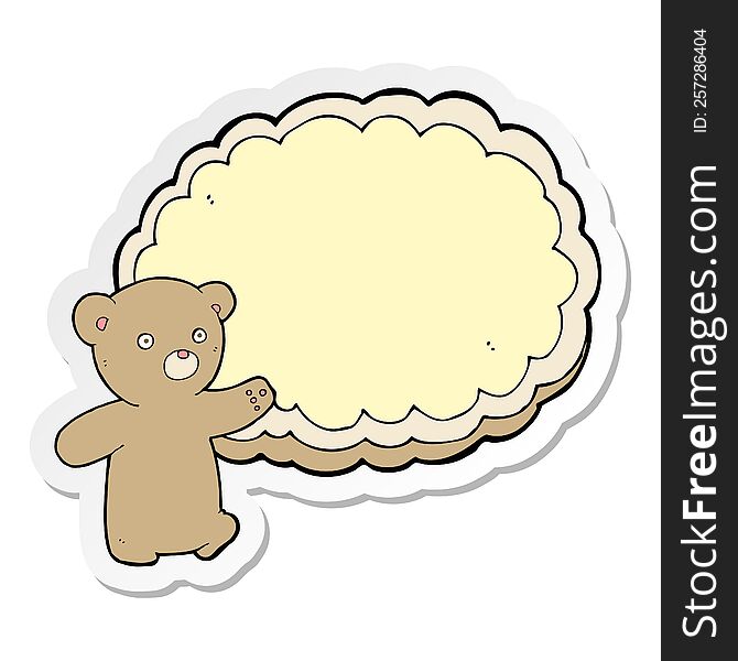 sticker of a cartoon bear with text space cloud