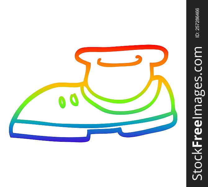 rainbow gradient line drawing of a cartoon shoe and sock