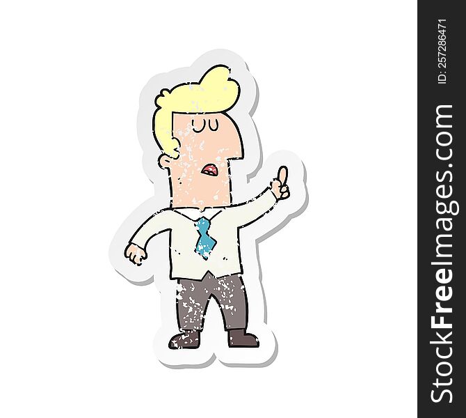 retro distressed sticker of a cartoon businessman