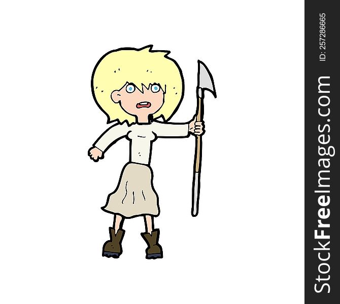 cartoon woman with harpoon