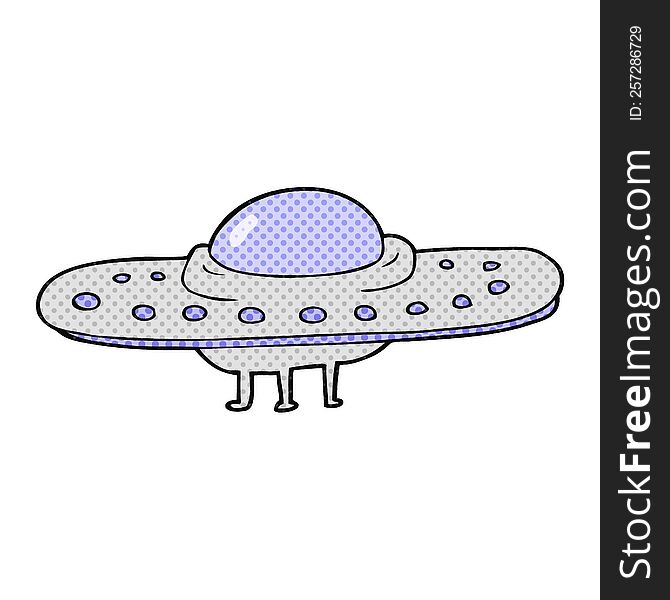 freehand drawn cartoon flying saucer