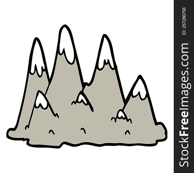 hand drawn doodle style cartoon mountains