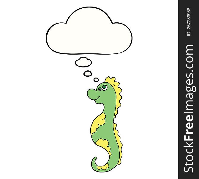 Cartoon Sea Horse And Thought Bubble