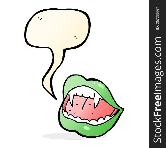 Cartoon Vampire Lips With Speech Bubble