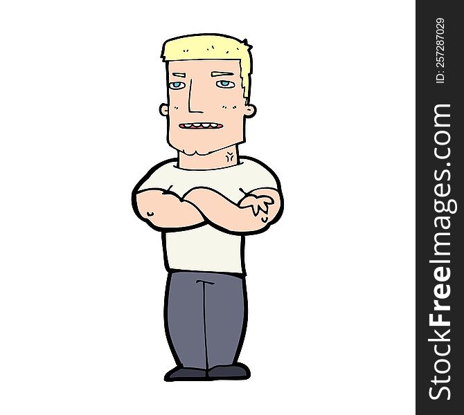 Cartoon Tough Guy With Folded Arms