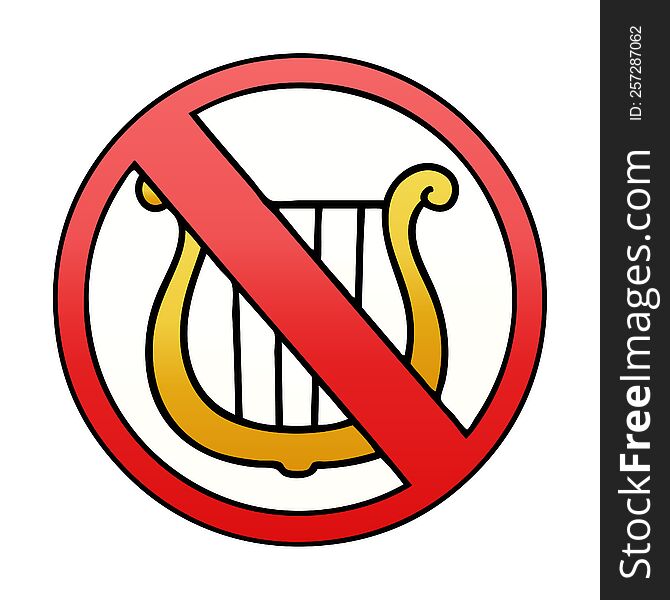 Gradient Shaded Cartoon No Music Allowed Sign