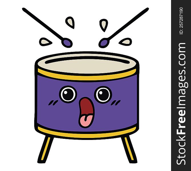 cute cartoon of a drum. cute cartoon of a drum
