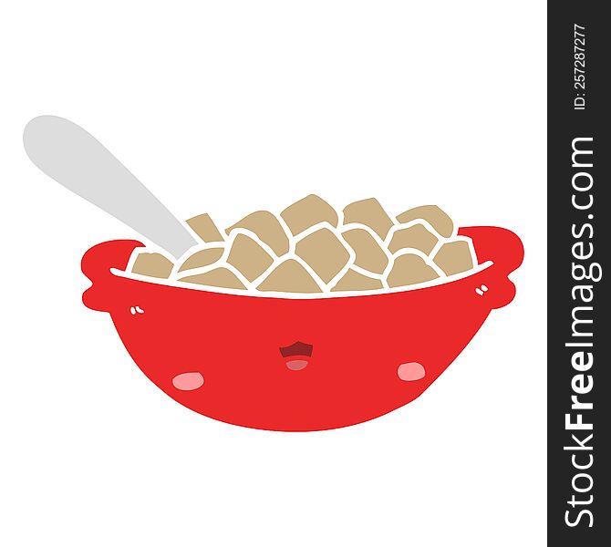 cute flat color style cartoon bowl of cereal