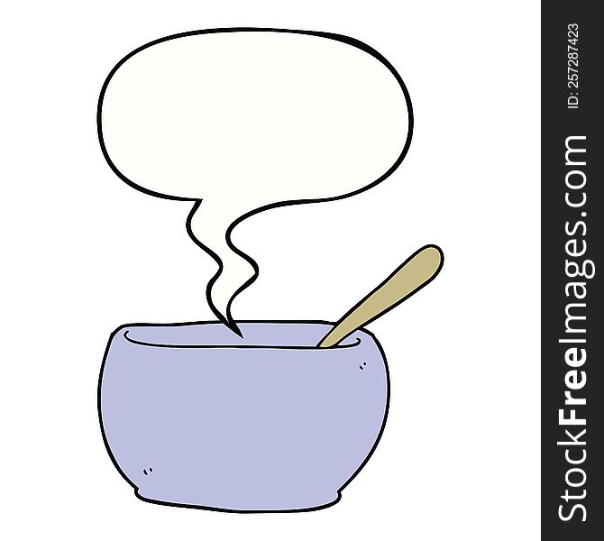 Cartoon Soup Bowl And Speech Bubble