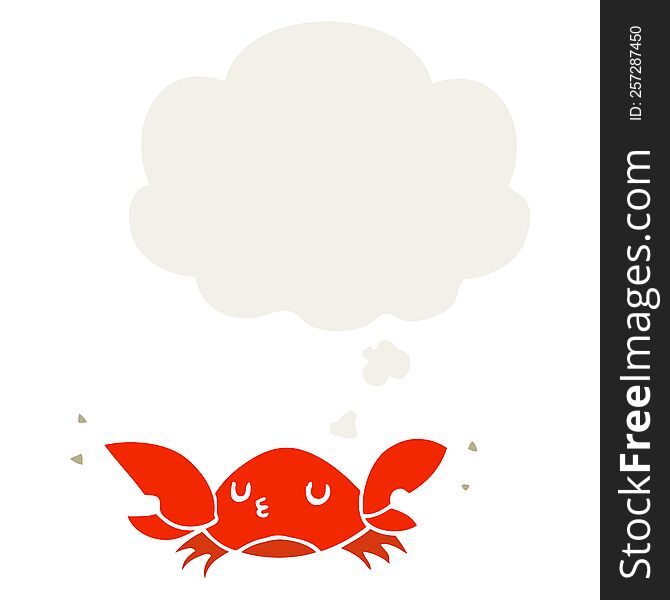 Cartoon Crab And Thought Bubble In Retro Style