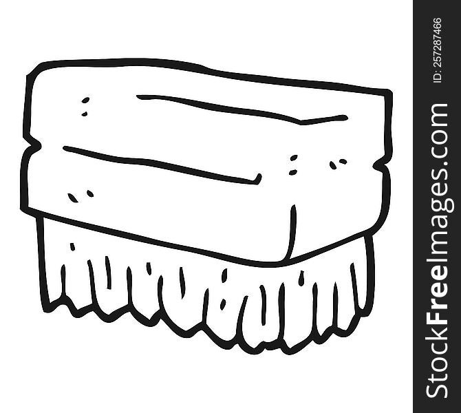 freehand drawn black and white cartoon scrubbing brush