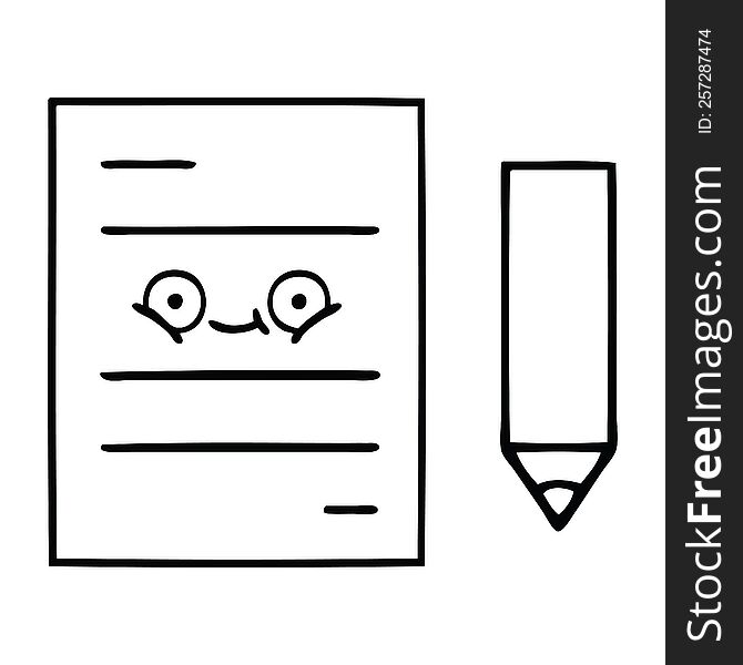 Line Drawing Cartoon Test Paper