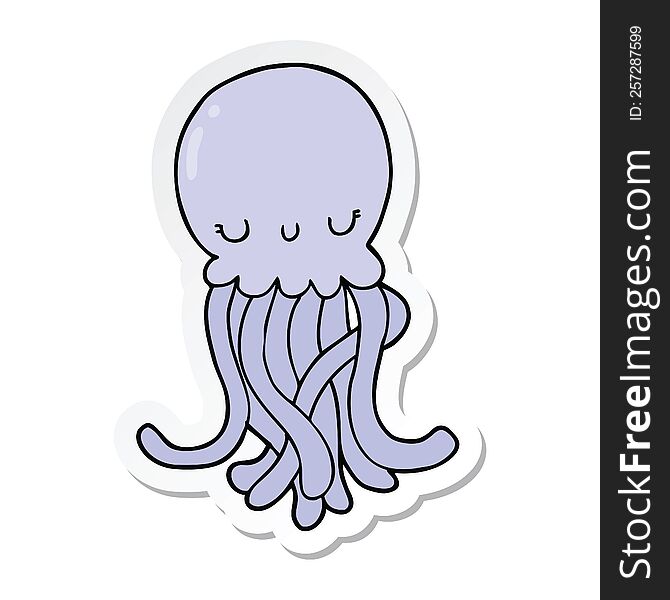sticker of a cute cartoon jellyfish