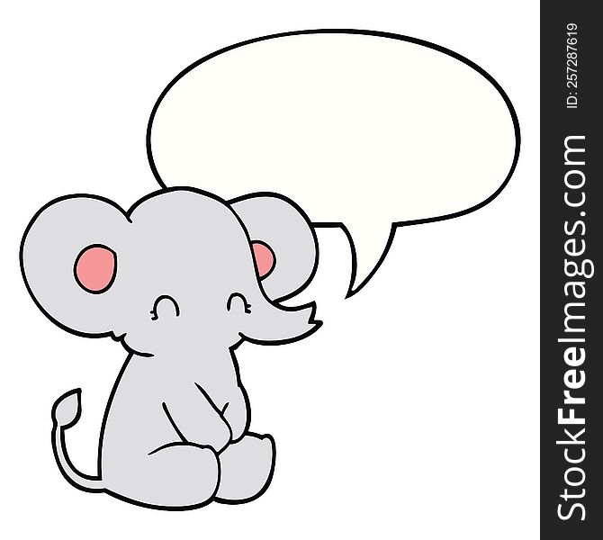 Cute Cartoon Elephant And Speech Bubble