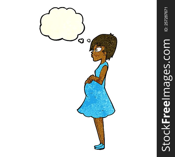 Cartoon Pregnant Woman With Thought Bubble