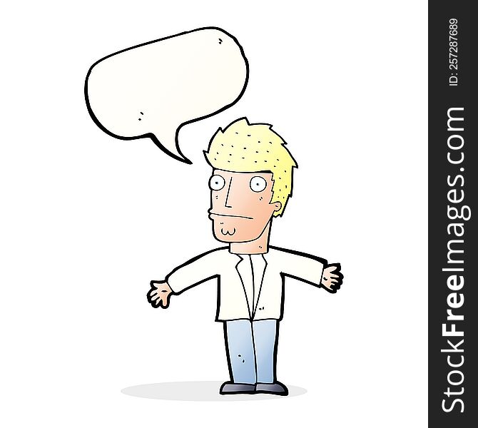 Cartoon Confused Man With Speech Bubble