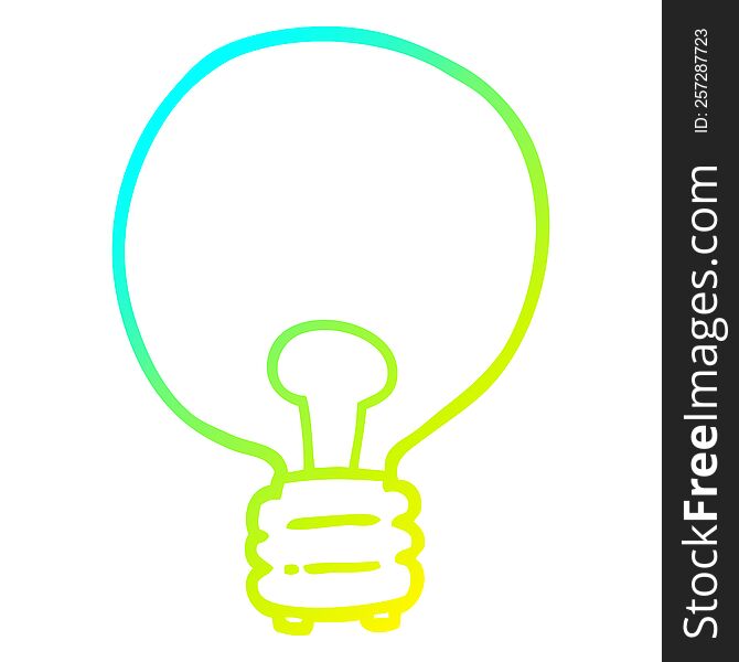 Cold Gradient Line Drawing Cartoon Light Bulb